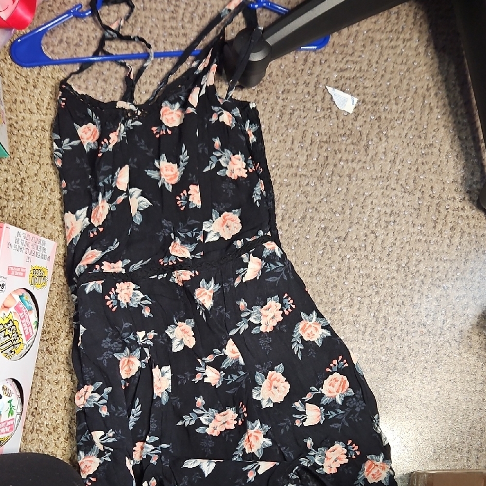 Chic Black Dress with Pink Floral Design